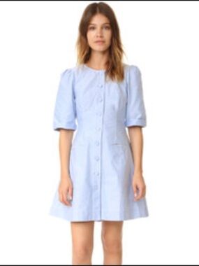 Club Monaco Light Blue Button-Tab Shift Dress